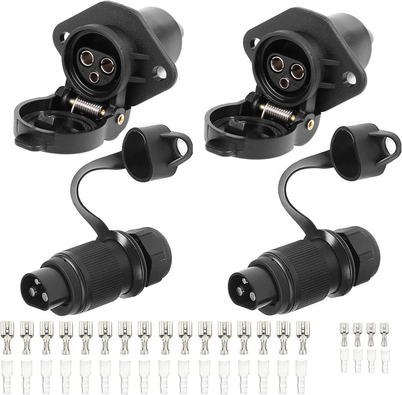 AGRISHOP 2Stück Anhänger Stecker 3polig 12v 24v und 2Stück Steckdose 3-Polig,Wasserfester Traktor St