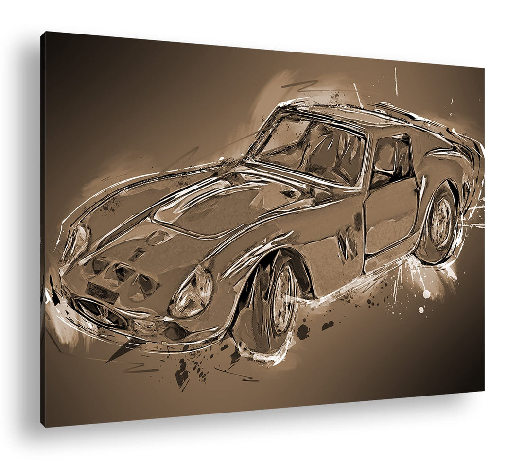 deyoli gezeichneter Sportwagen Effekt: Sepia Format: 80x60 als Leinwandbild, Motiv fertig gerahmt au