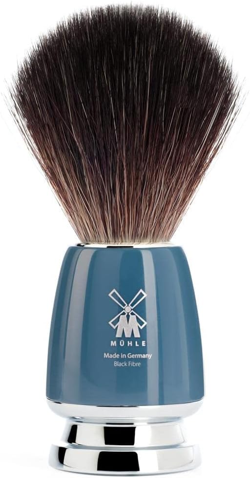 MÜHLE Rytmo Rasierset - Rasierhobel und Rasierpinsel Black Fibre, Halterung, Edelharz Griff petrol
