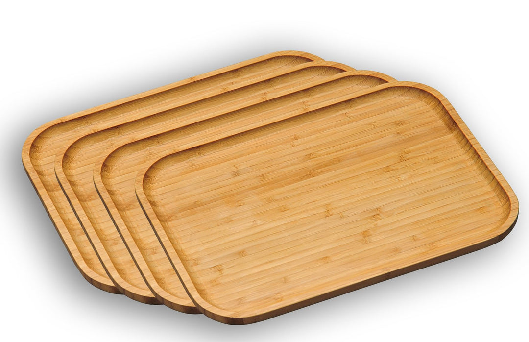 Kesper 58161 |Servierbrett 37,5 x 27,5 cm aus Bambus mit hochgezogenem Rand Vesperbrett Brotzeitbret