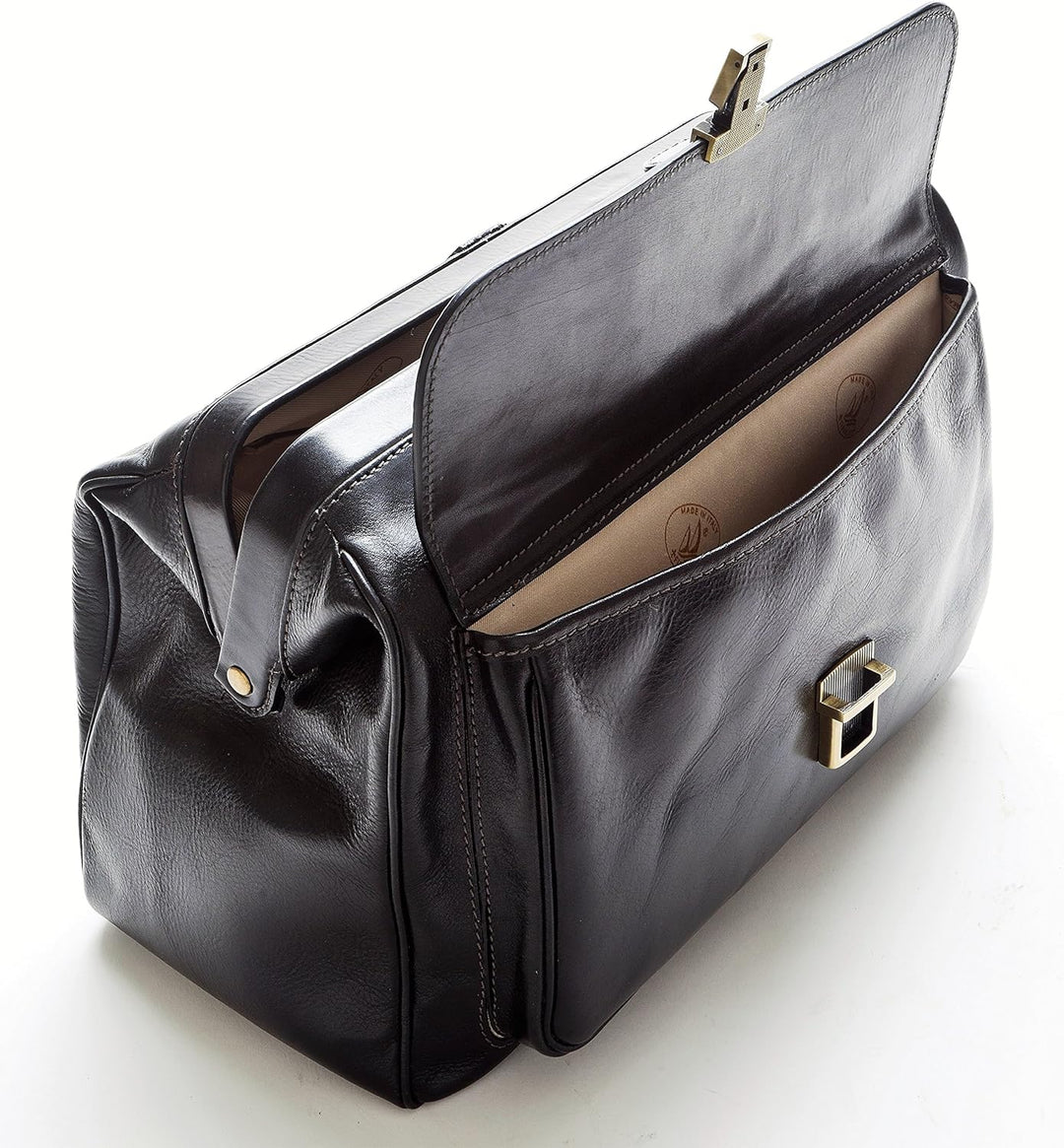 Arzttasche aus Echtem Leder - D&D0203 - Made in Italy (Dulkenbraun), Dulkenbraun
