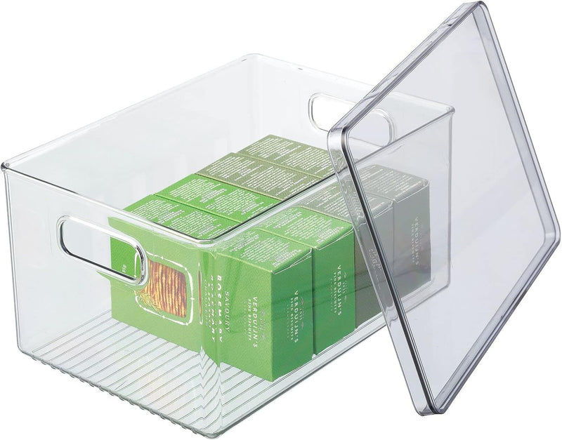 mDesign 4er-Set Kühlschrankbox – Kühlschrank Vorratsdose mit Griffen und abnehmbarem Deckel – lebens