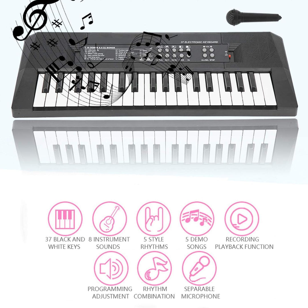 E-Piano, wiederaufladbare 37-Tasten-Klaviertastatur, Mikrofonaufnahmefunktion, Musikinstrumentenspie
