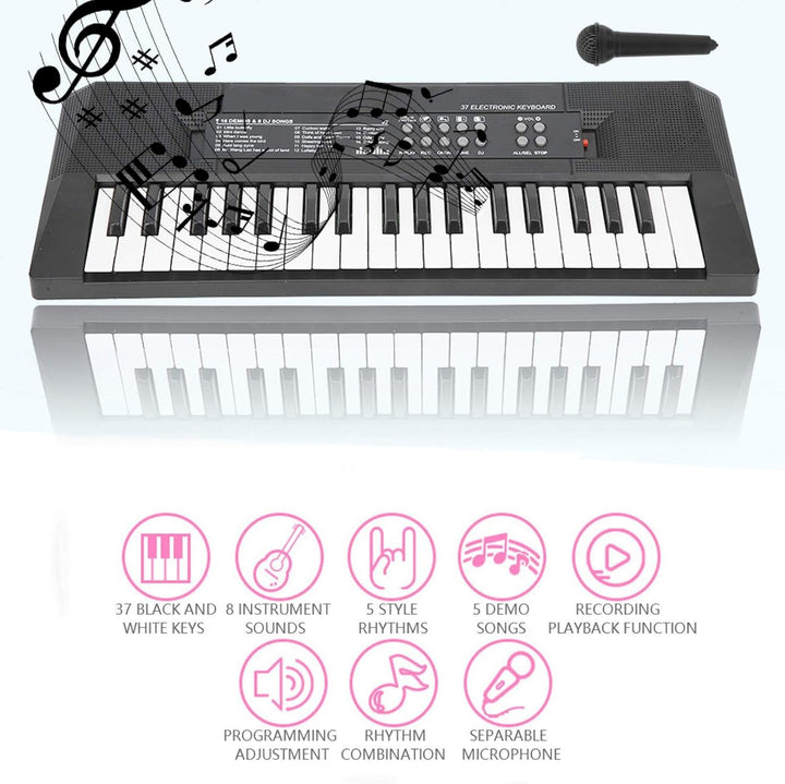 E-Piano, wiederaufladbare 37-Tasten-Klaviertastatur, Mikrofonaufnahmefunktion, Musikinstrumentenspie