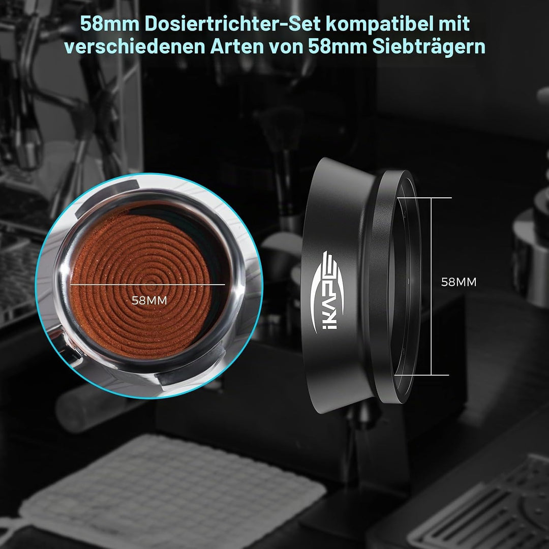 IKAPE 58mm Espresso-Dosiertrichter, Magnetischer Dosiertrichter mit 8 Magneten, Kaffeedosierring Kom