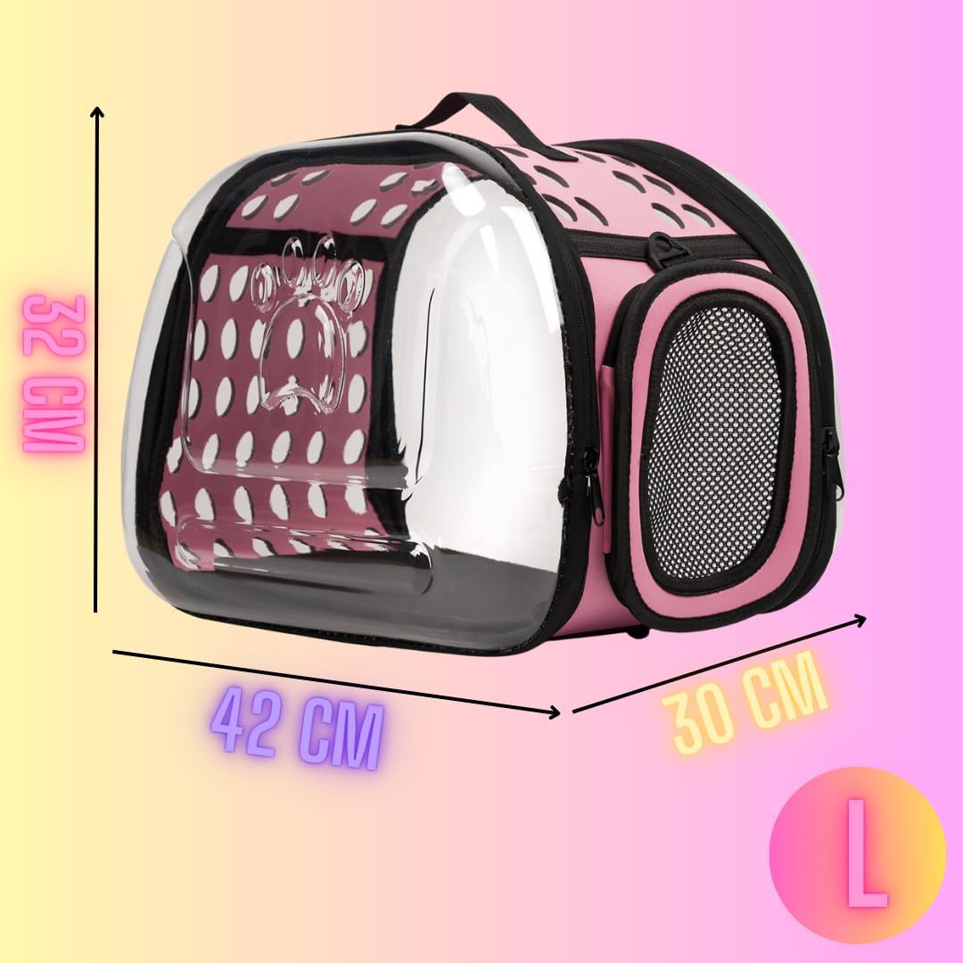 Durchsichtiger Haustiertransporter - Tragetasche für Reisen S/L transportbox Reisebox für Tiere (Ros