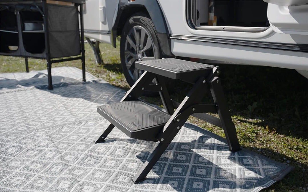BERGER AluStep Duo Trittstufe | Klappbarer Camping Doppeltritt aus Aluminium