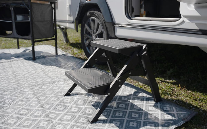BERGER AluStep Duo Trittstufe | Klappbarer Camping Doppeltritt aus Aluminium