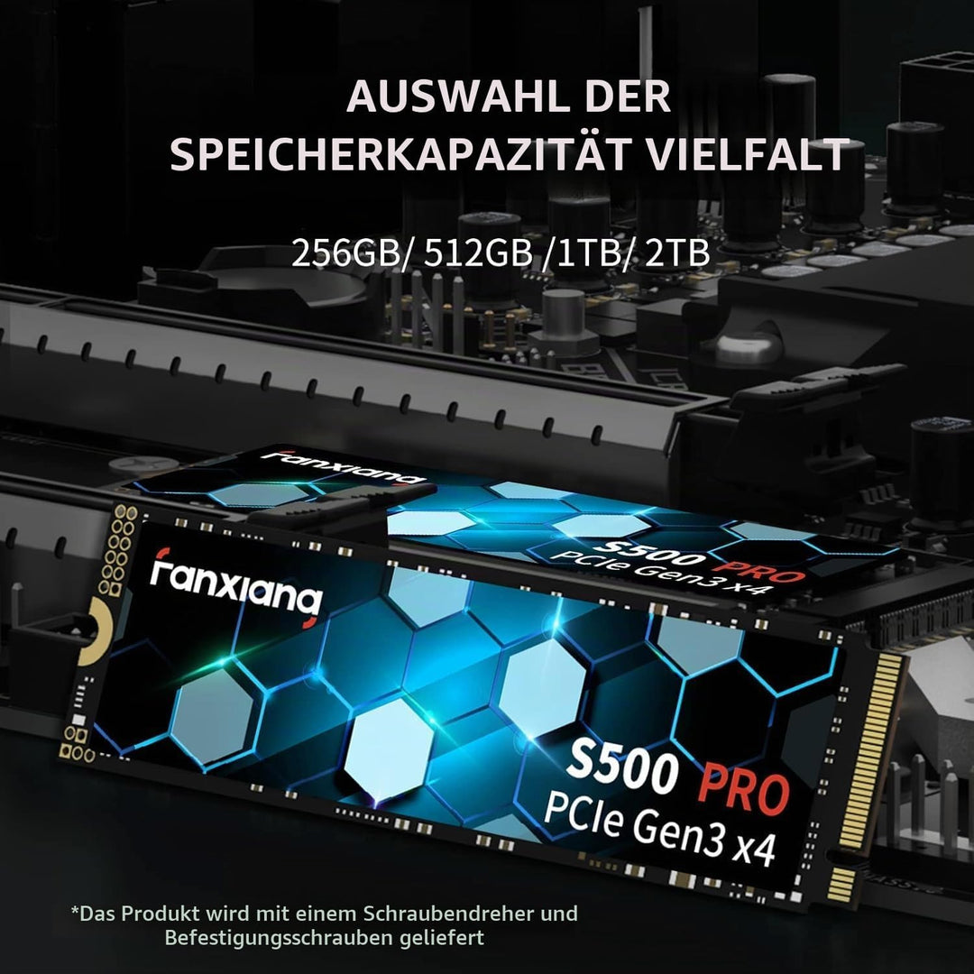 fanxiang S500 Pro 1TB NVMe SSD M.2 PCIe Gen3x4 2280 Eingebaute SSD, SLC Cache 3D NAND TLC, Bis zu 35