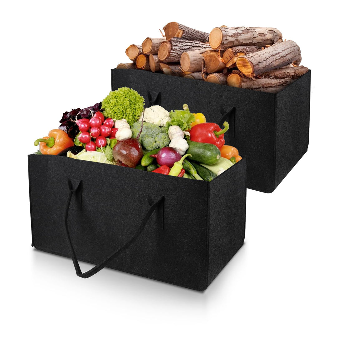 2 Stk. Filztasche XXL, 61 × 32 × 32 cm, 60L Filz Shopper Gross mit Henkel, Tasche aus Filz Faltbare,
