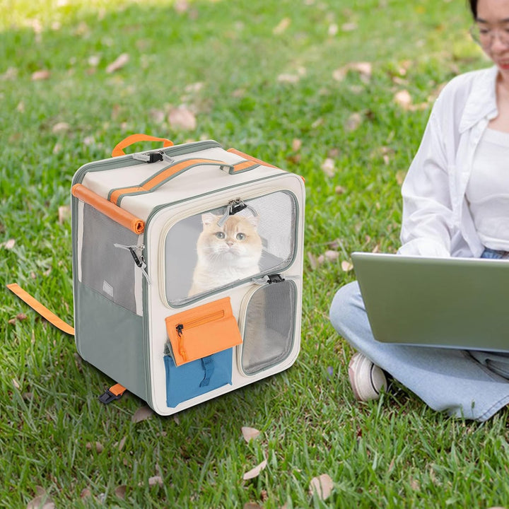 Katzenrucksack Hunderucksack mit Trolley 2 in 1 bis 12,5 kg, Katzentransporttasche Tiertransporter m