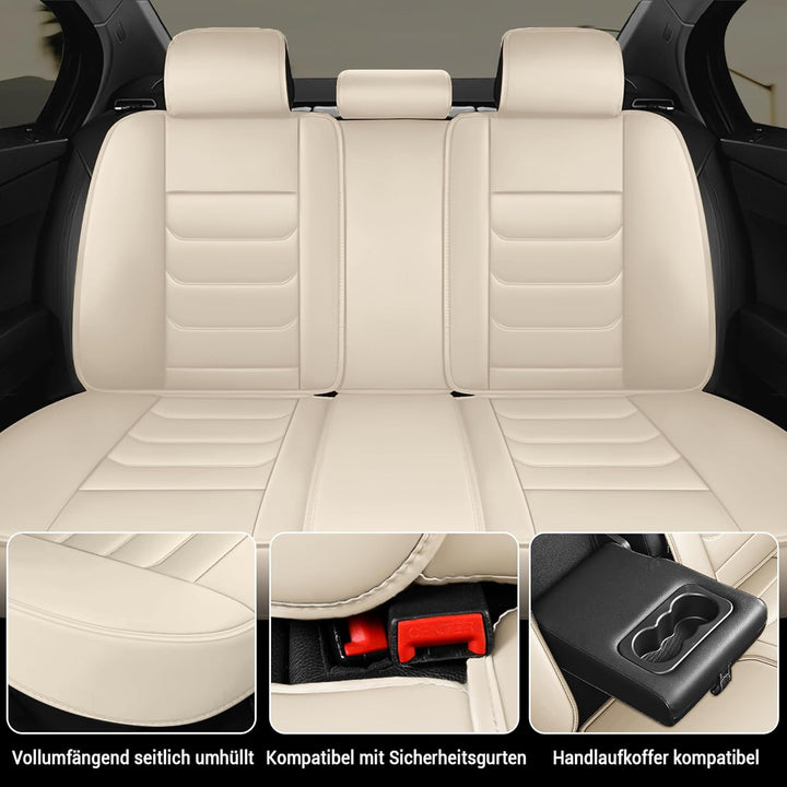 Hukl sitzbezüge Auto für Citroen C4 2004-2026,Passgenau Abnehmbar Waschbar Echtleder 5-Sitzer Komple