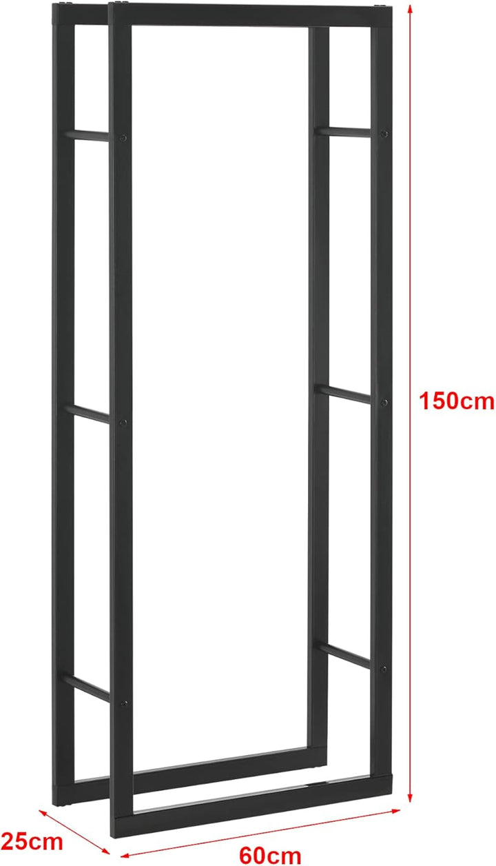 [en.casa] Kaminholzregal Täby Brennholzregal innen aussen Metall 60 x 25 x 150 cm Holzunterstand Sta