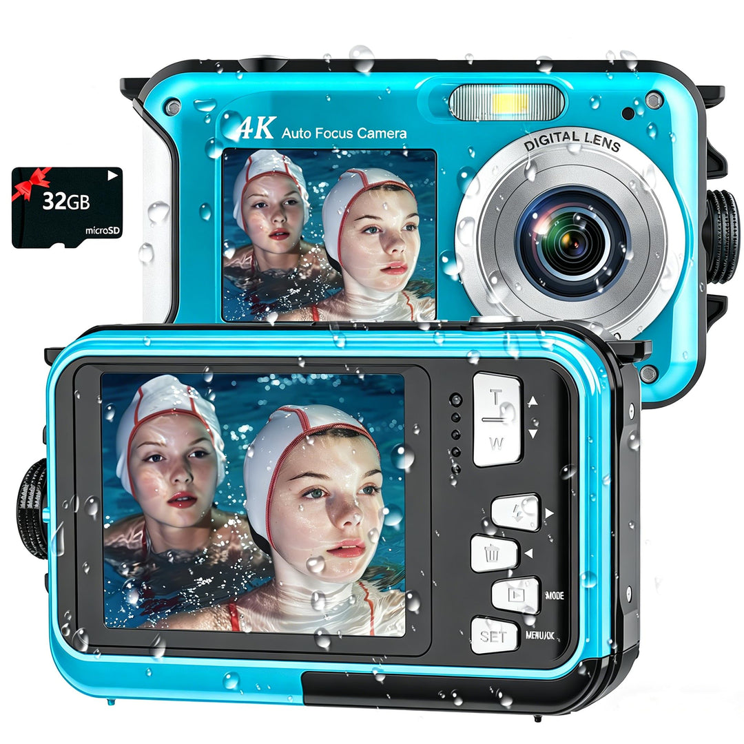 Unterwasserkamera, Yixinxin Digitalkamera wasserdichte UHD 4K 64MP Autofocus mit Einer 32GB Karte Se