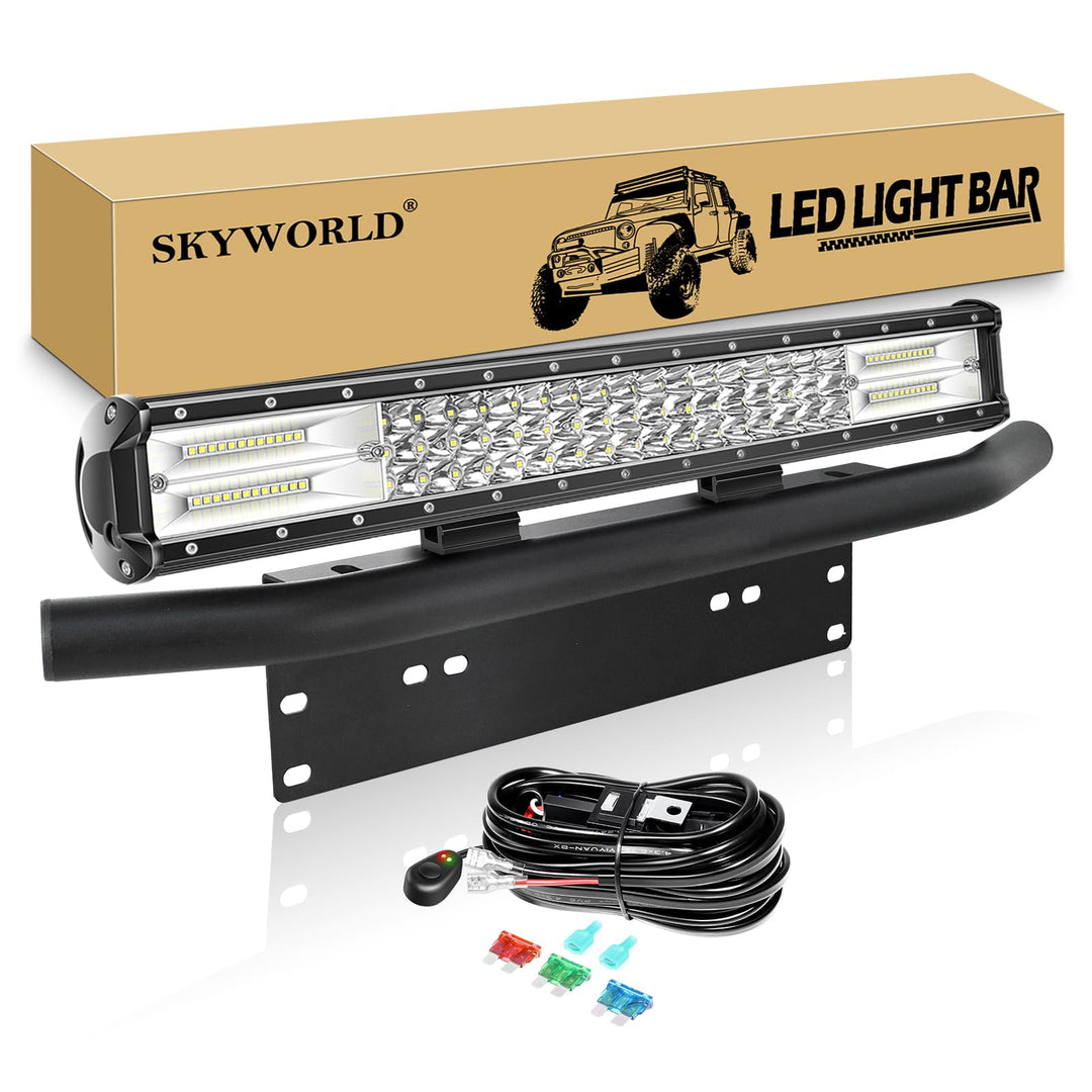 SKYWORLD LED-Lichtleiste, 7D 20 Zoll 288W Spot-Flood-Kombistrahl-Arbeitsscheinwerfer mit schwarzer K