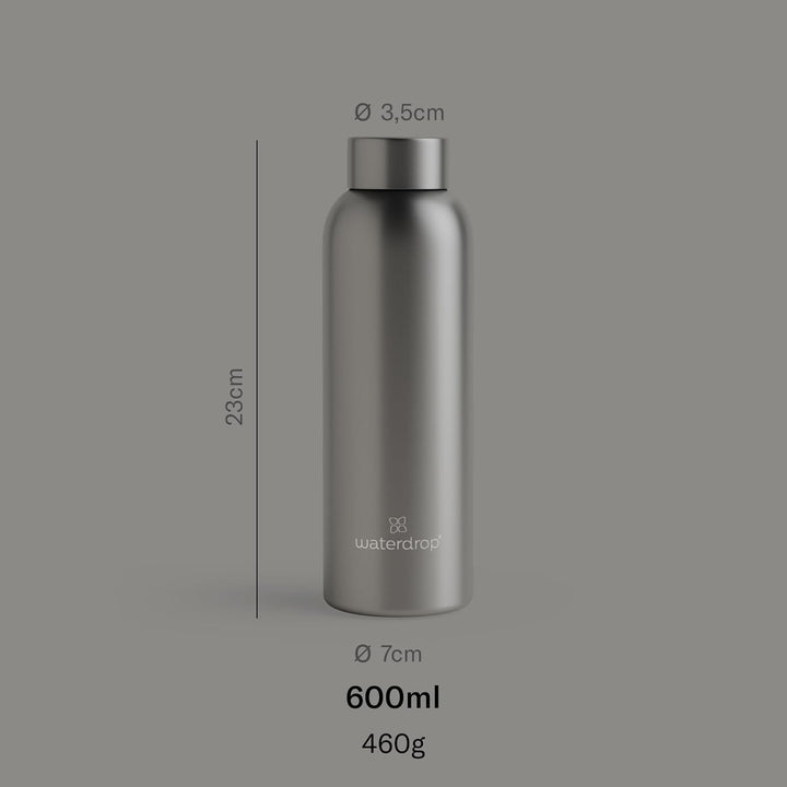 waterdrop® Edelstahl Trinkflasche 600ml - auslaufsichere Trinkflasche Kohlensäure geeignet & BPA fre