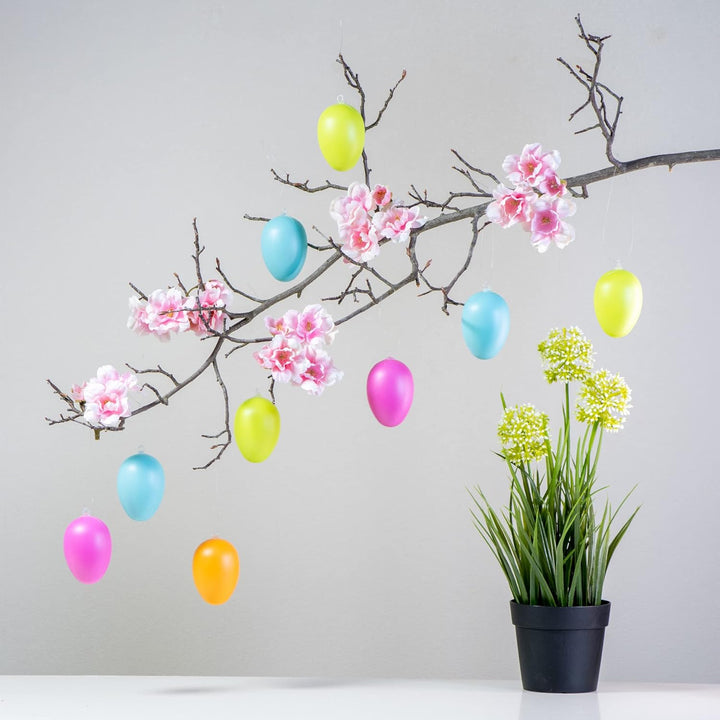 com-four® 36x Ostereier zum Aufhängen - Osterdeko in schönen Pastellfarben - Deko Ostereier aus Kuns