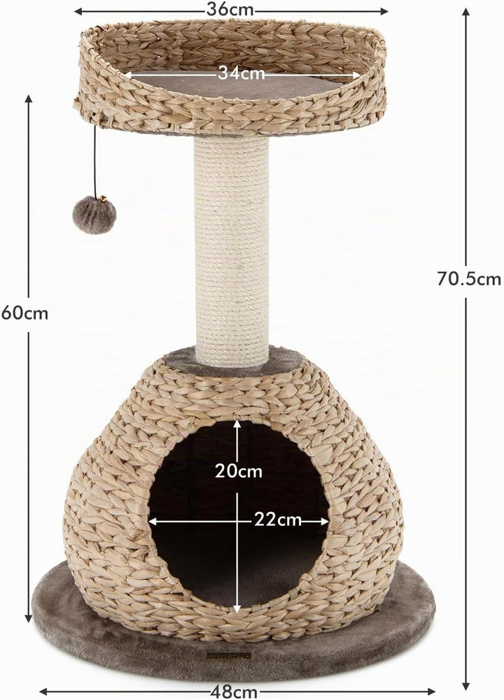SOARS 71cm Kratzbaum, Katzenbaum mit Betten, Aufhängeball, Sisalstamm, Katzenkratzbaum mit gewebter
