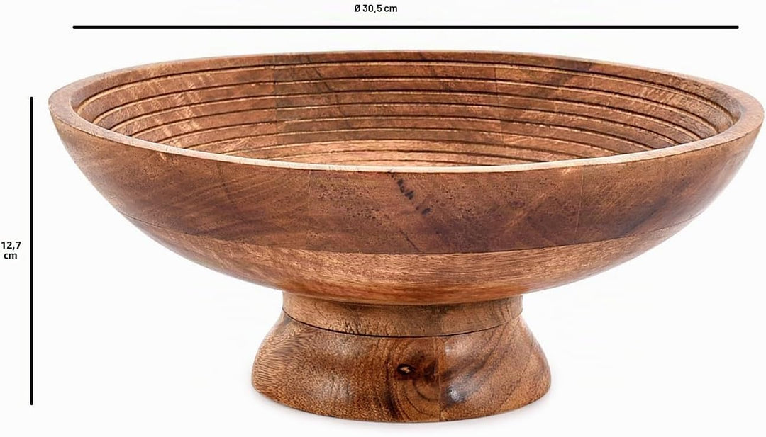 Obstschale aus Mangoholz, runde Servierschale für Obst, Dessertplatte, Tablett, Küche, Esszimmer, Ob