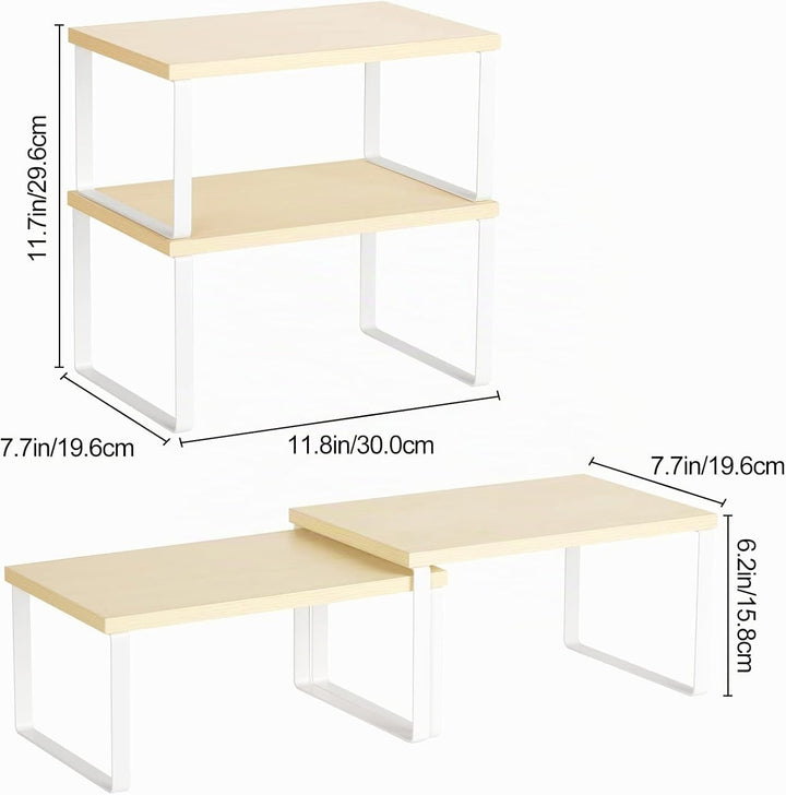 CADUKE Küchenthekenregale 4er-Set stapelbares Schrank-Organizer-Regal und erweiterbare Holz-Arbeitsp