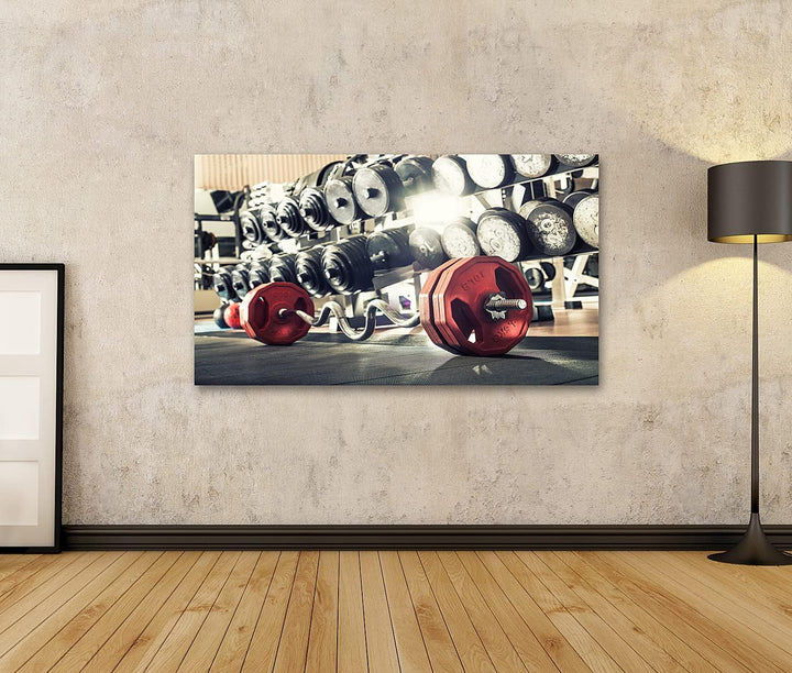 islandburner Bild auf Leinwand Gewichte Fitnessraum Bilder Wandbilder Poster Leinwand 100x57cm, Lein