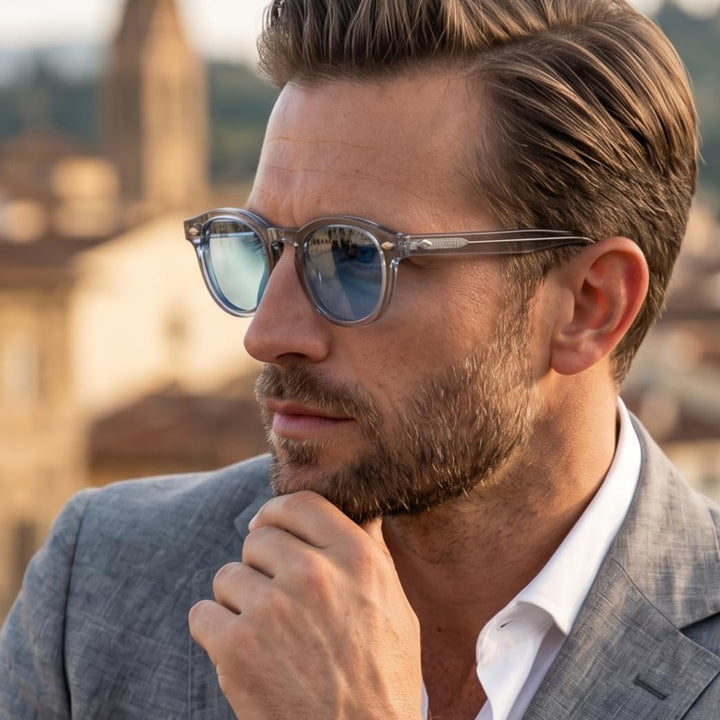 SHEEN KELLY Retro Acetat Ovale Sonnenbrille für Männer Frauen Hochauflösend Polarisierte Round Linse