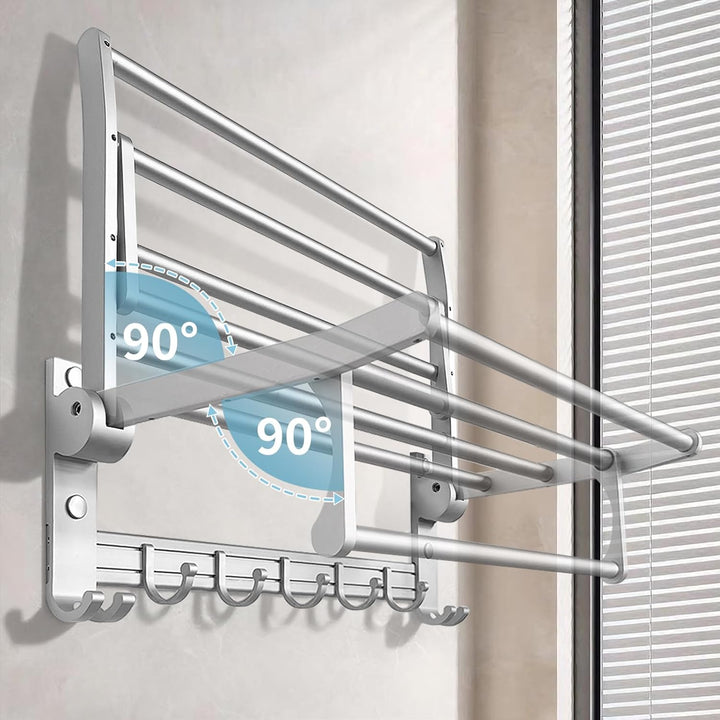 Jahof Handtuchhalter Klappbar Silber 38 cm, Handtuchstange Aluminiumlegierung mit Haken, Handtuchreg