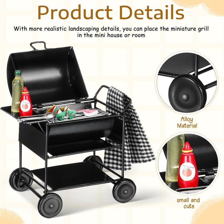 TOYANDONA Miniatur-grillset für Puppenhäuser: Modell Eines Grillofens im Massstab 1:12, Realistische