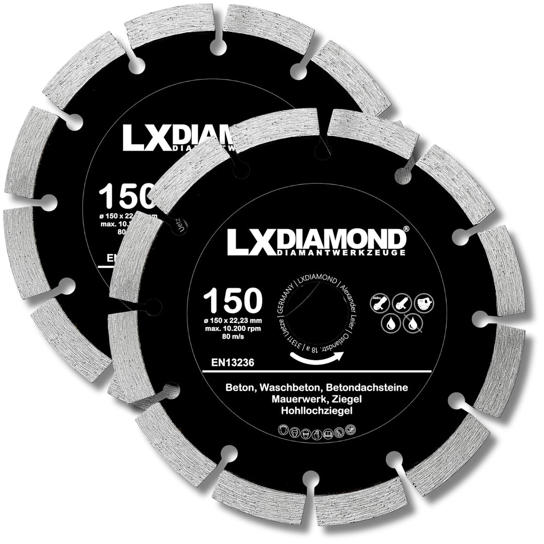 Diamant-Trennscheibe 2x 150mm x 22,23mm - für Winkelschleifer Mauernutfräse Schlitzfräse - Diamantsc