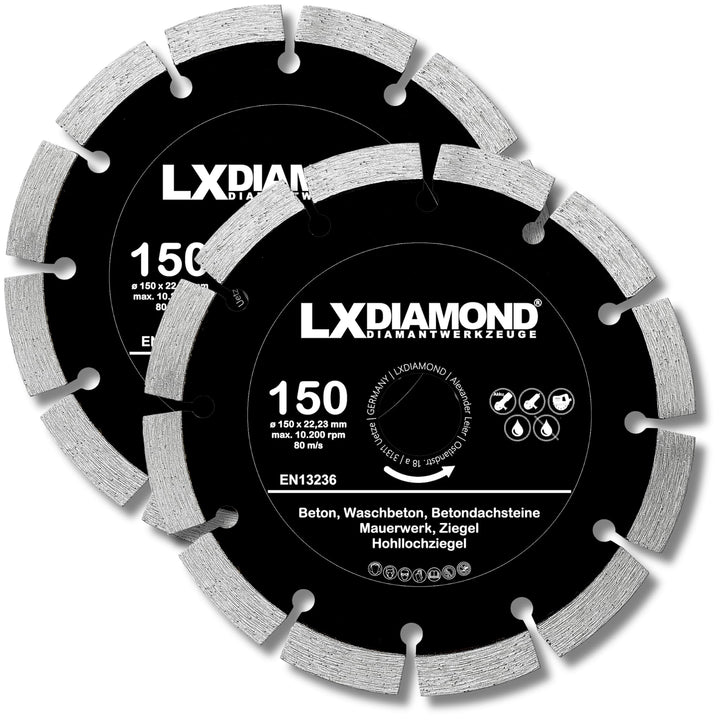 Diamant-Trennscheibe 2x 150mm x 22,23mm - für Winkelschleifer Mauernutfräse Schlitzfräse - Diamantsc