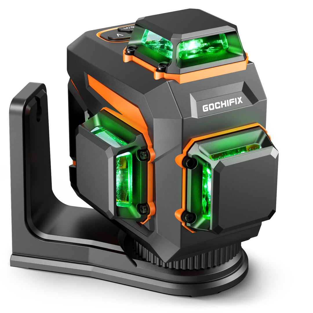 Kreuzlinienlaser GOCHIFIX 3x360 12 Linien Grün Selbstnivellierend Laser Wasserwaage mit Wiederauflad
