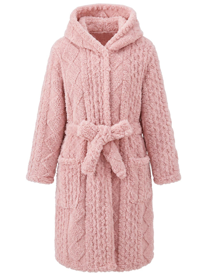 JiAmy Kinder Bademantel mit Kapuze Fleece Morgenmantel für Jungen Mädchen Rosa 10-12 Jahre, Rosa 10-