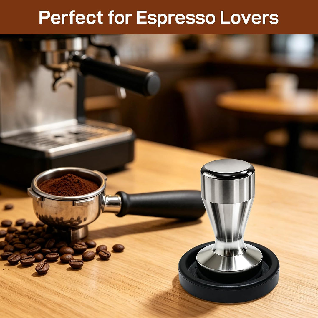Kaffeestampfer, Espresso-Kaffeepresse 49 mm, Tamper Kaffee mit Silikon-Tampermatte
