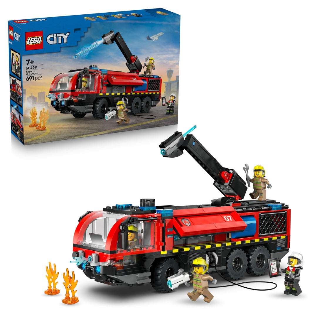 LEGO City Flughafenlöschfahrzeug - Spielzeug Einsatzfahrzeug - Modellbau mit 4 Feuerwehr Minifiguren