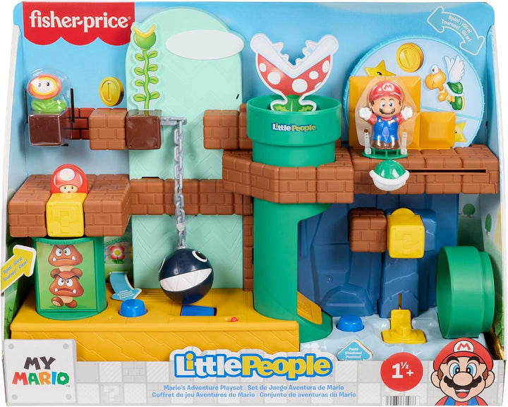 Fisher-Price Little People My Mario Abenteuer-Spielset für Kleinkinder, mit Musik, Geräuschen und Fi