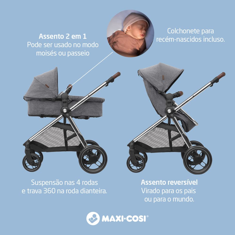Maxi-Cosi Zelia Luxe 2-in-1-Kinderwagen, wendbarer Sitz, einhändig zusammenklappbar, geeignet von Ge