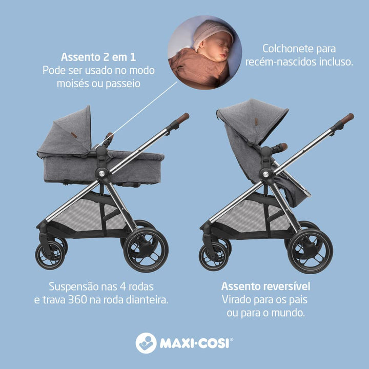 Maxi-Cosi Zelia Luxe 2-in-1-Kinderwagen, wendbarer Sitz, einhändig zusammenklappbar, geeignet von Ge