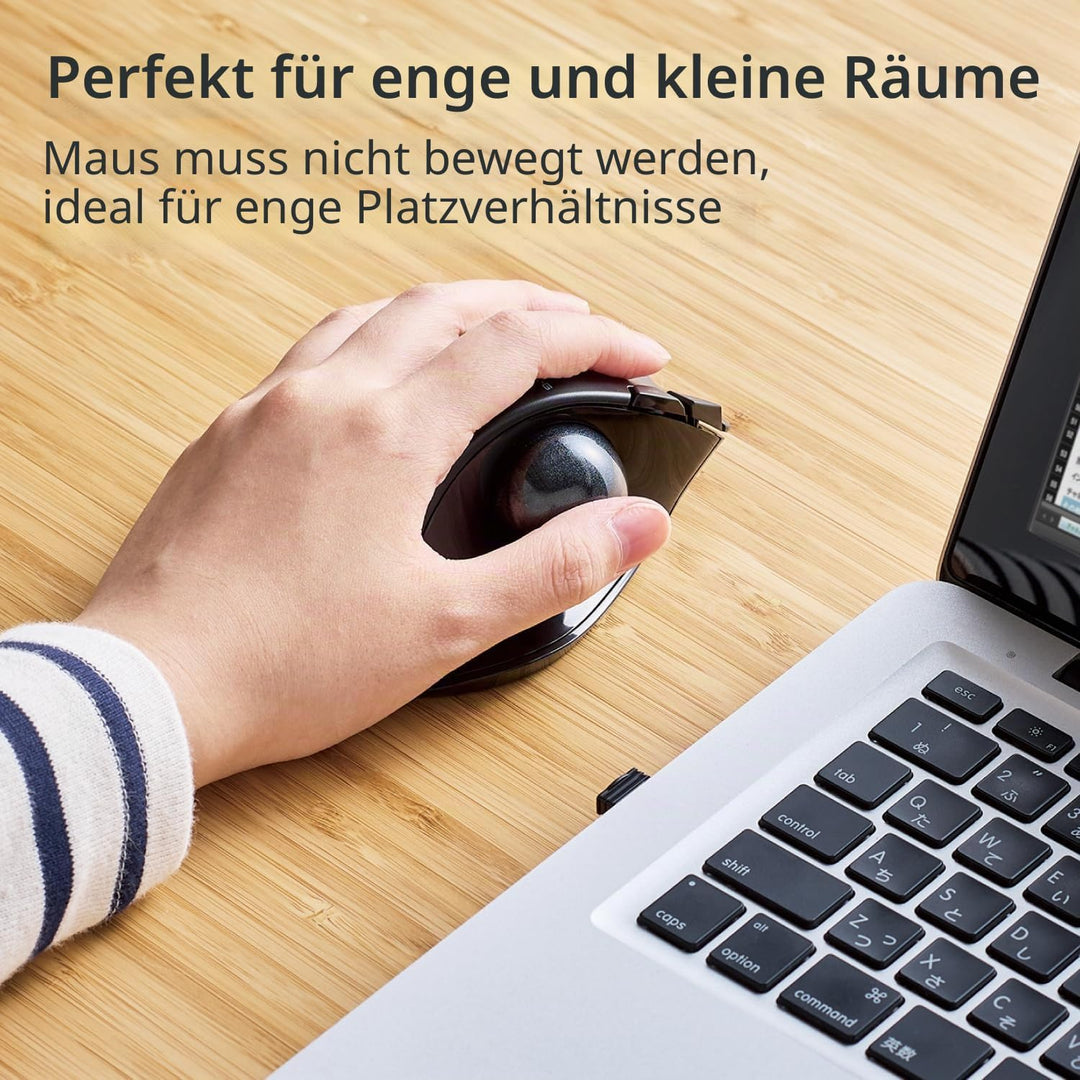 ELECOM EX-G Linkshänder-Trackball-Maus, 2,4 GHz USB Wireless, Ergonomisch, Daumensteuerung, Tracking