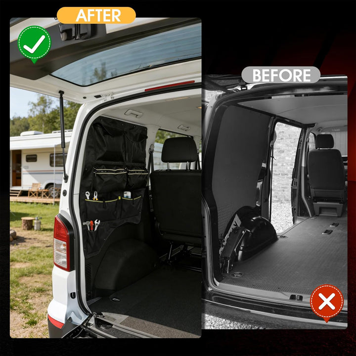 Fenstertasche für VW T5, T6, T6.1 Transporter, Ablagefach an der Heckscheibe für die Fahrerseite, Wa