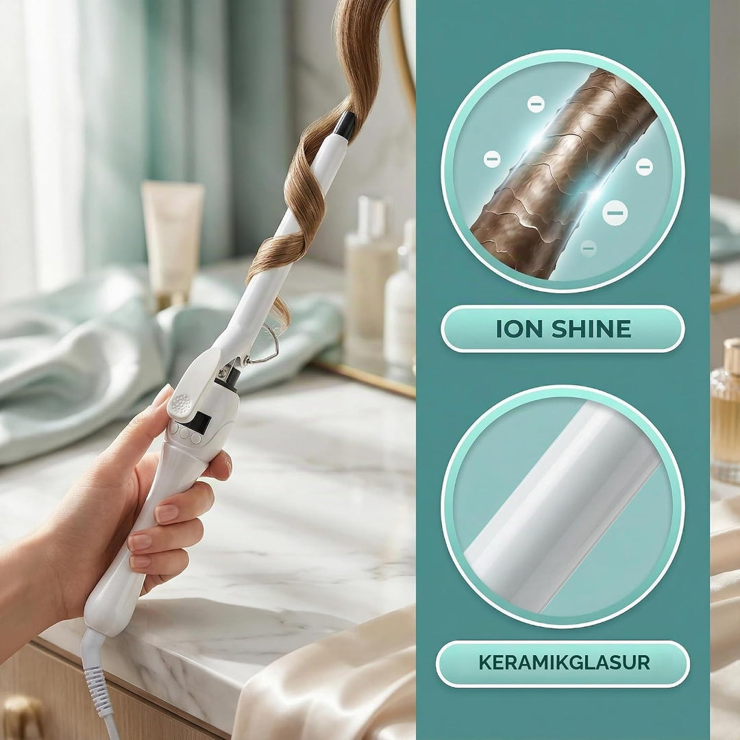9mm Mini Lockenstäb, Lockenstab Kleine Locken, Professional LCD-Display Lockenwickler 100-210℃, Kera