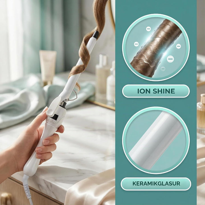 9mm Mini Lockenstäb, Lockenstab Kleine Locken, Professional LCD-Display Lockenwickler 100-210℃, Kera