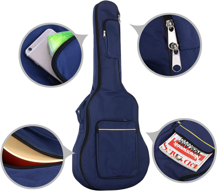 TRIXES Gitarrentasche mit Schultergurten - Wasserdichtge Gepolsterte Tasche - Bass, Akustik & Klassi