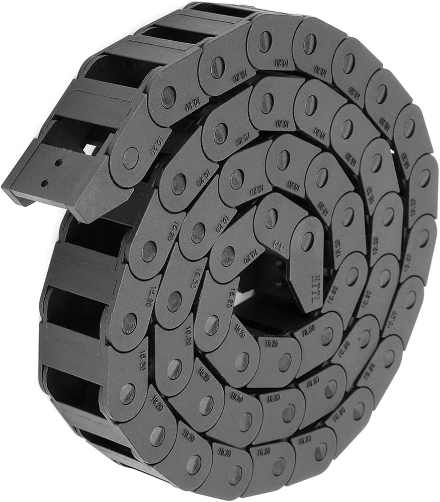 sourcing map R18 10mm x 20mm Schwarz Kunststoff Kabelschlepp Kette Draht Träger 1M Länge CNC