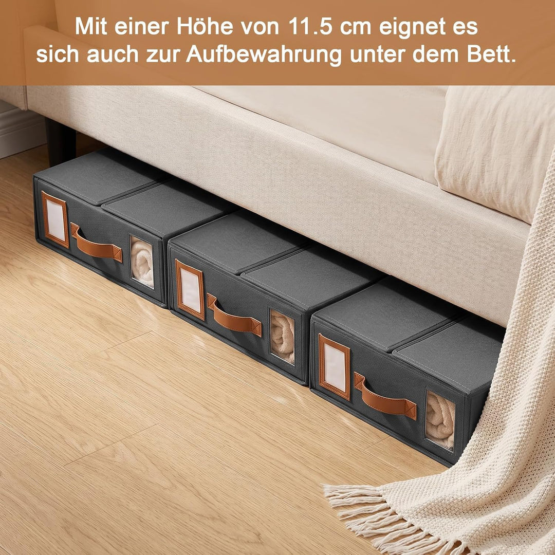 JIZZU 3 Stück Bettwäsche Aufbewahrung Organizer, 38 x 32 x 11,5 cm Unterbett Aufbewahrungsbox, Faltb