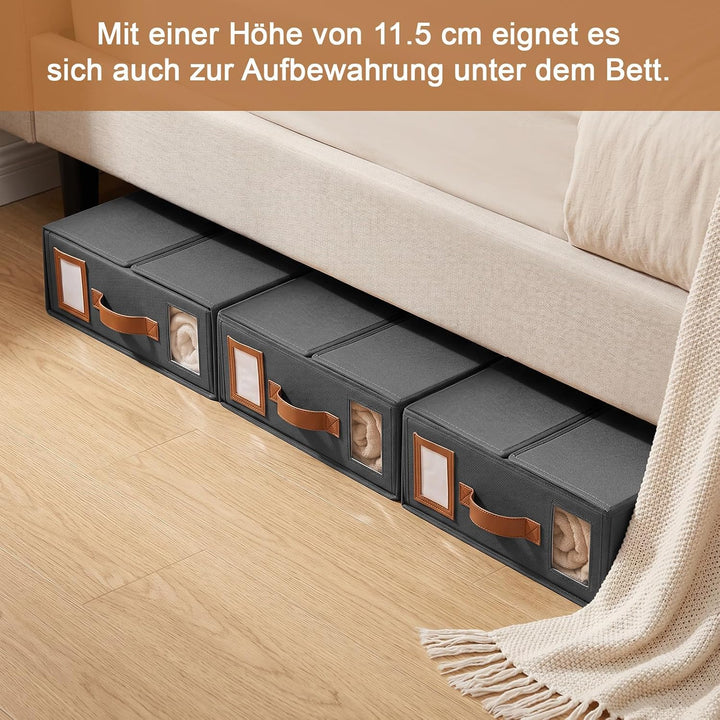 JIZZU 3 Stück Bettwäsche Aufbewahrung Organizer, 38 x 32 x 11,5 cm Unterbett Aufbewahrungsbox, Faltb