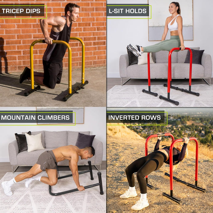 ProsourceFit Dip Stand Station, Ultimate Heavy Duty Body Bar Press with Safety Connector for Tricep