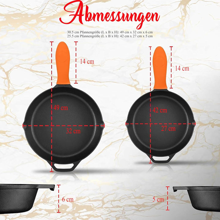 NutriChef Pfannenset- 2-Teilig, Bratpfanne- 32cm+27cm, Pan- Antihaftbeschichtet, Induktionspfanne- m