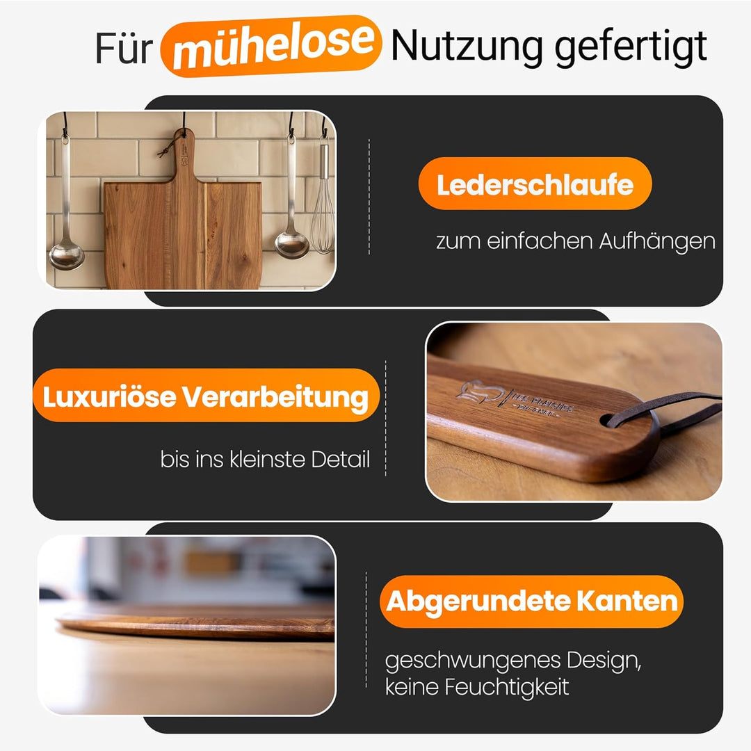 Pizzaschieber aus Akazienholz – Extra grosses Pizzabrett 40,5 × 55,5 × 1,5 cm • Servierbrett & Pizza