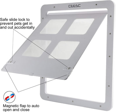 CEESC-Hundeschirmtür (Aussengrösse: 43 cm x 37 cm), abschliessbare Haustiergittertür für Hunde und H