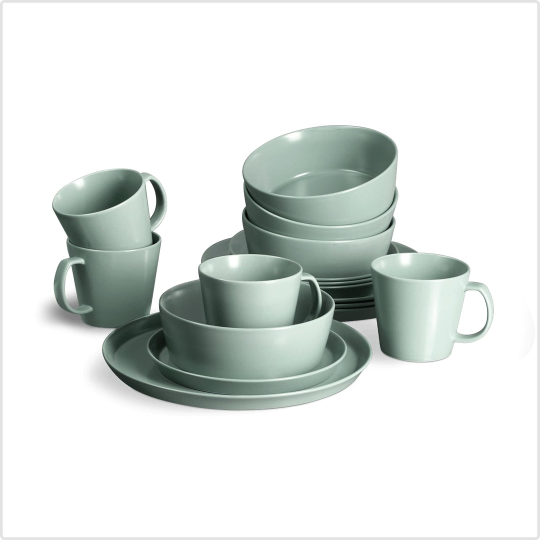 SPRINGLANE Geschirrset 16-tlg. Sweet Scandi, Mintfarbiges Geschirrservice für 4 Personen aus New Bon
